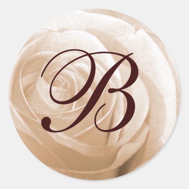Monogramm der anpassbaren Rose Runder Aufkleber (Vorderseite)