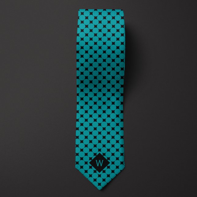 Monogramm der aquamarinen Geschäftskreise Krawatte (Von Creator hochgeladen)
