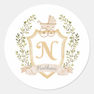Monogramm der Baby-Carriage Neutral Runder Aufkleber
