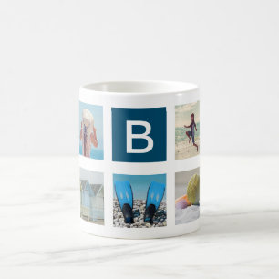 Monogramm der benutzerdefinierten 9-Foto-Quadrate Kaffeetasse