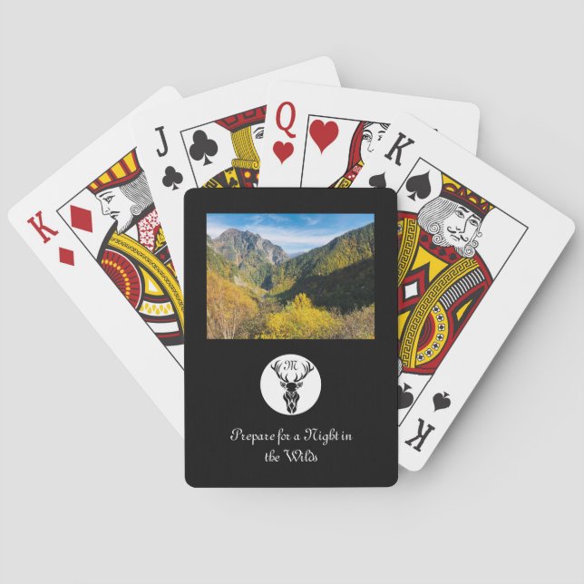 Monogramm der Black Buck-Silhouette mit benutzerde Spielkarten (Rückseite)