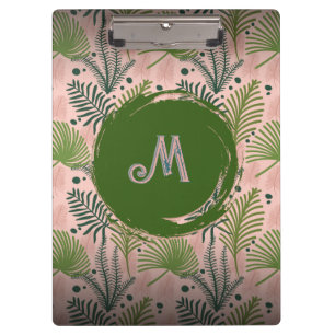 Monogramm der Blätter für botanische Grünpflanzen Klemmbrett