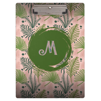 Monogramm der Blätter für botanische Grünpflanzen Klemmbrett