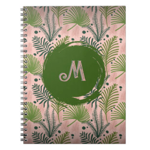 Monogramm der Blätter für botanische Grünpflanzen Notizblock