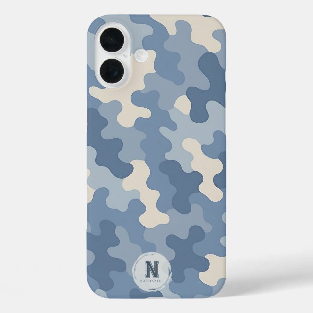 Monogramm der blauen Camouflage Case-Mate iPhone Hülle (Rückseite)