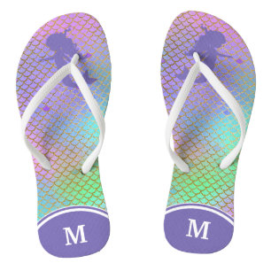 Monogramm der blauen Meerjungfische Flip Flops