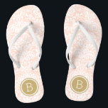 Monogramm der blauen Rosa und der goldenen blauen  Flip Flops<br><div class="desc">Maßgeschneiderte,  bedruckte Flop-Sandalen mit einem eleganten,  floralen Damastmuster und einem eigenen Monogramm oder einem anderen Text in einem Kreissaal. Klicken Sie auf Anpassen,  um Schriftart und Farben zu ändern oder eigene Bilder hinzuzufügen,  um ein einzigartiges Design zu erstellen!</div>