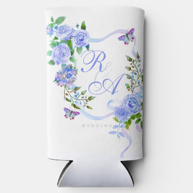 Monogramm der blauen Rose kann kühler werden Selters Dosenkühler (Vorderseite)