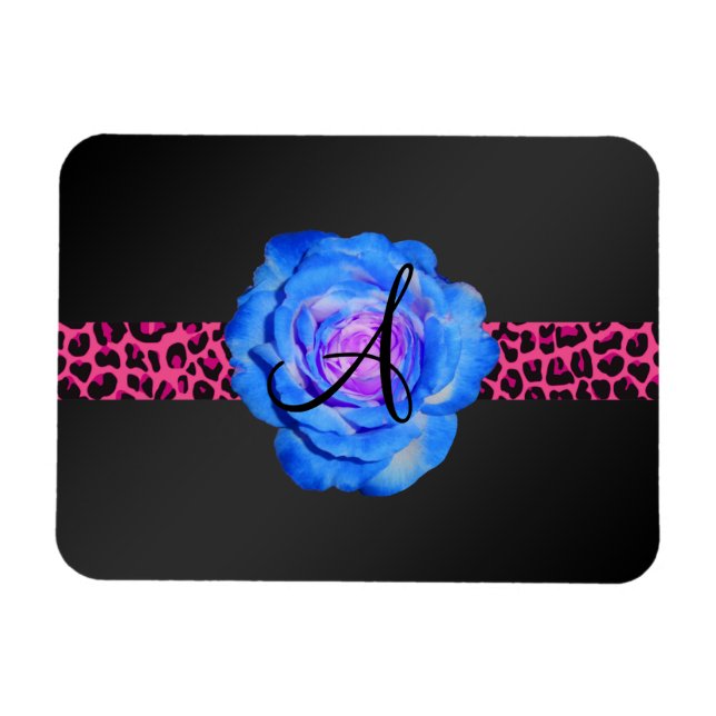 Monogramm der blauen Rose Magnet (Horizontal)