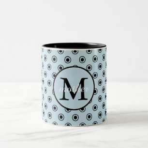 Monogramm der blauen schwarzen Punkte Zweifarbige Tasse