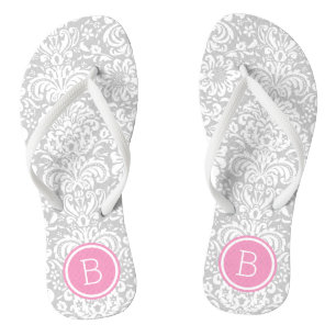 Monogramm der blauen und rosa Damaskus Flip Flops