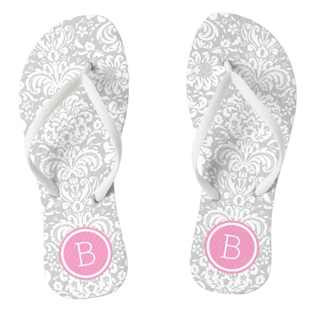 Monogramm der blauen und rosa Damaskus Flip Flops (Fußbett)