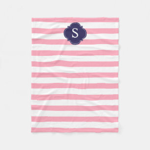 Monogramm der blauen und rosa Streifen Fleecedecke