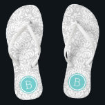 Monogramm der blauen und türkisfarbenen Damaskus Flip Flops<br><div class="desc">Maßgeschneiderte,  bedruckte Flop-Sandalen mit einem eleganten,  floralen Damastmuster und einem eigenen Monogramm oder einem anderen Text in einem Kreissaal. Klicken Sie auf Anpassen,  um Schriftart und Farben zu ändern oder eigene Bilder hinzuzufügen,  um ein einzigartiges Design zu erstellen!</div>