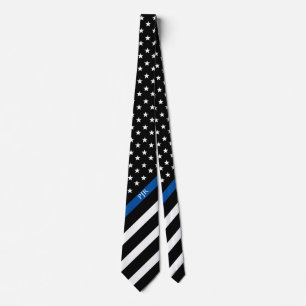 Monogramm der "Blue Line Police American Flag" Krawatte