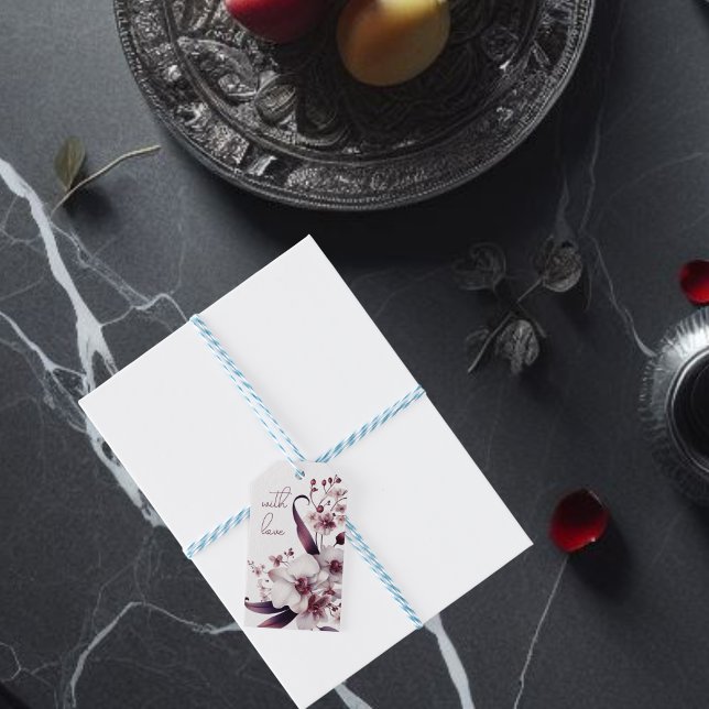 Monogramm der Blume Weiß und Magenta Orchid Geschenkanhänger (Von Creator hochgeladen)