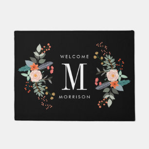 Monogramm der botanischen Blume Fußmatte