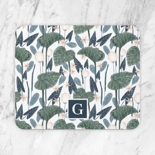 Monogramm der botanischen Illustration Pflanze-Mam Mousepad (Von Creator hochgeladen)
