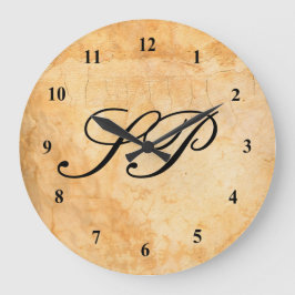 Monogramm der braunen Terracotta-Ziegelwand Große Wanduhr