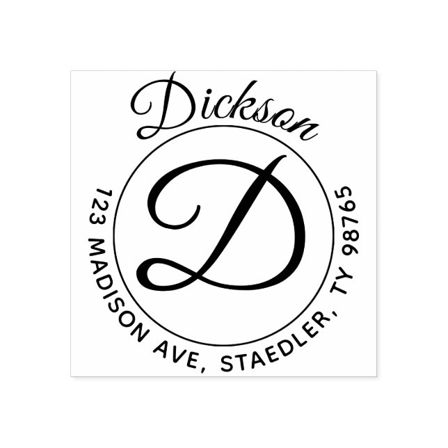 Monogramm der Briefmarke der ersten Runden Adresse Gummistempel (Prägung)