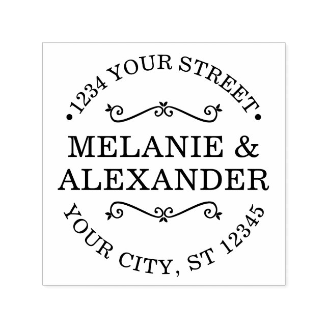 Monogramm der Couple Wedname Round Name Rücksendea Permastempel (Design)