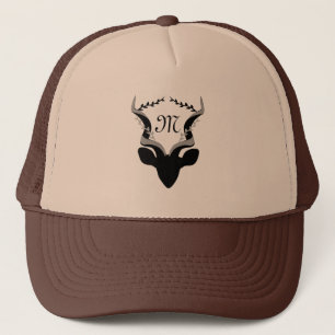 Monogramm der dunklen Antelope-Silhouette Truckerkappe