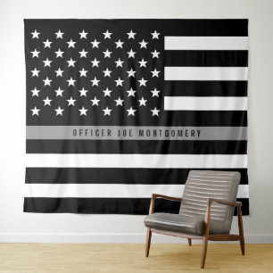 Monogramm der dünnen grauen Linie der amerikanisch Wandteppich