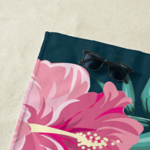 Monogramm der exotischen Blume Strandtuch