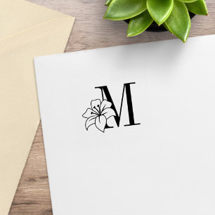Monogramm der exotischen Lily-Blume Initial Self-I Gummistempel
