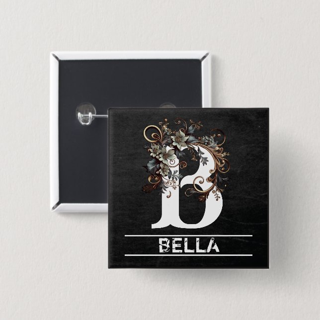 Monogramm der Faltschachtel mit Floral Button (Vorne & Hinten)