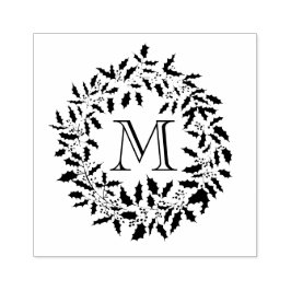 Monogramm der Familie Christmas Holly and Berries  Gummistempel