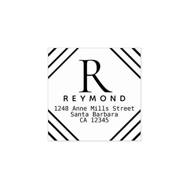 Monogramm der Familie mit Rücksendeadresse Gummistempel (Prägung)