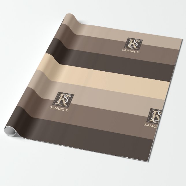 Monogramm der Farbpalette Mocha Geschenkpapier (Ungerollt)