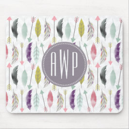 Monogramm der Federn und Pfeile Mousepad