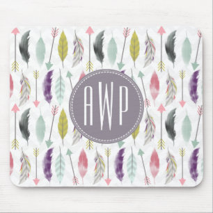 Monogramm der Federn und Pfeile Mousepad