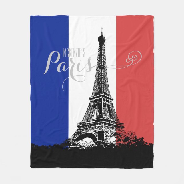 Monogramm der Flagge des Paris Eiffel Tower Frankr Fleecedecke (Vorderseite)