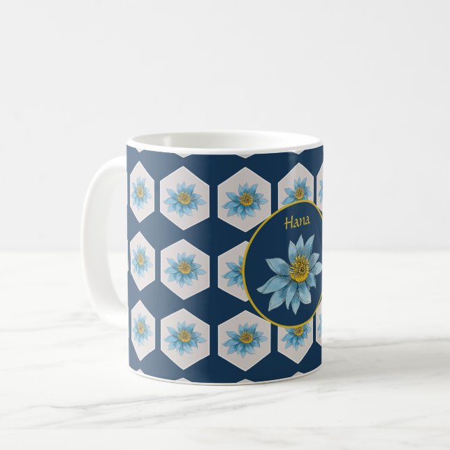 Monogramm der geometrischen Blume Kaffeetasse (Vorderseite Links)
