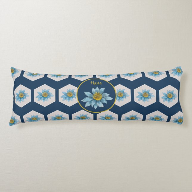 Monogramm der geometrischen Blume Seitenschläferkissen (Vorderseite)