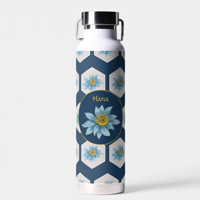Monogramm der geometrischen Blume Trinkflasche (Vorne)