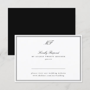 Monogramm der gerahmten Schwarzen Krawatte RSVP Karte