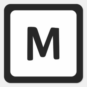 Monogramm der gerundeten Ecke der schwarzen Grenze Quadratischer Aufkleber