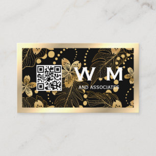 Monogramm der Gold-Blume   QR CODE Visitenkarte