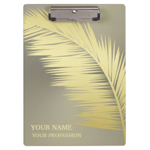Monogramm der Golden Tropical Palm Blätter Klemmbrett