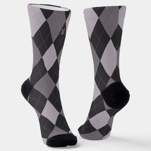 Monogramm der grauen Raute Socken (Gewinkelt)