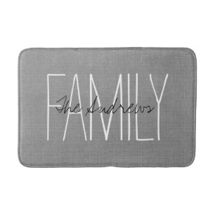 Monogramm der grauen Rustikal-Chic-Familie Badematte
