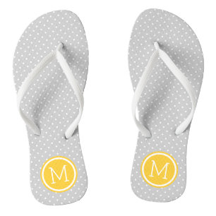 Monogramm der grauen und gelben kleinen Punkte Flip Flops