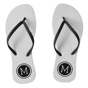 Monogramm der grauen und schwarzen Tiny Dots Flip Flops