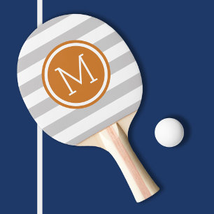 Monogramm der grauen und verbrannten orangen Prepp Tischtennis Schläger