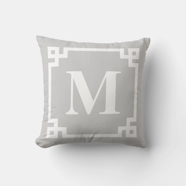 Monogramm der grauen und weißen, modernen griechis kissen (Vorderseite)