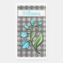 Monogramm der grauen und weißen Spitzen-Bell-Blume Serviette